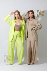 Long Shirt & Wide Leg Trousers Set