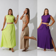 Maxi Side Slite Skirt Set