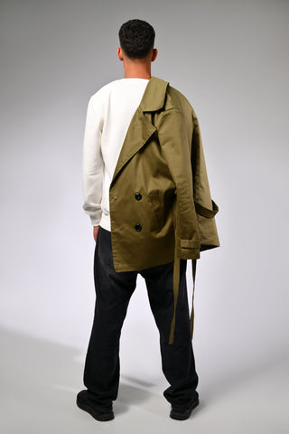 Olive Green Gabardine Trench