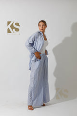 Co-Ord Wide Leg trousers & Lose Shirt Striped