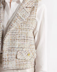 Multi-Color Short Tweed Vest