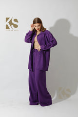 Long Shirt & Wide Leg Trousers Set