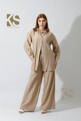 Long Shirt & Wide Leg Trousers Set