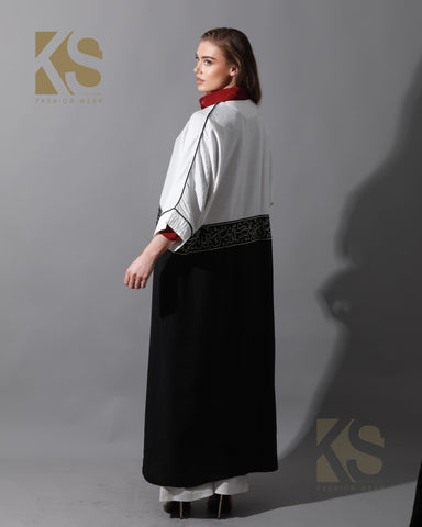 Double Colored Arabic Kaftan - Black & White
