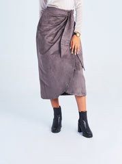 Suede Wrap Skirt