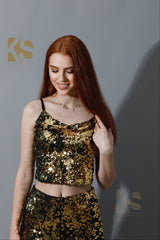 Co-Ord Sequins Top & Trousers Set