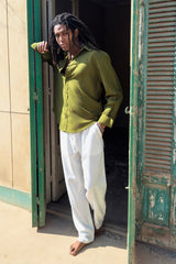 Olive Green Classic Linen Shirt