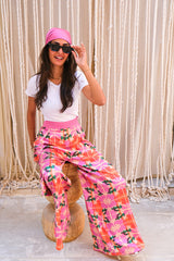 Printed Wide Leg Pants ( Printed Pink )