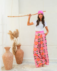 Printed Wide Leg Pants ( Printed Pink )