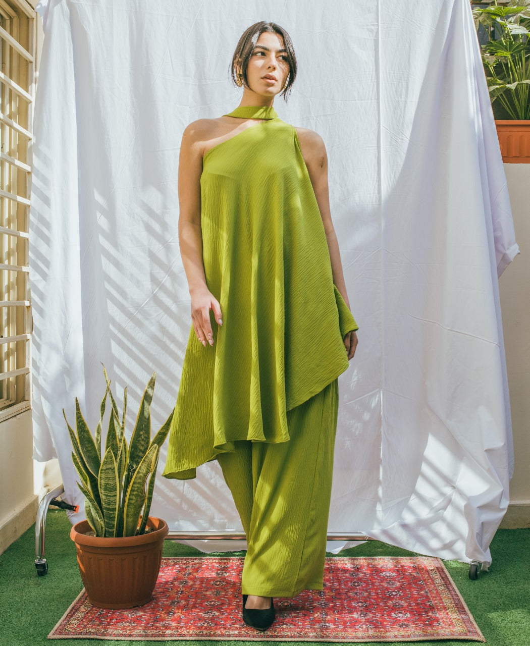 Layal Matching Set With Neck - Lime