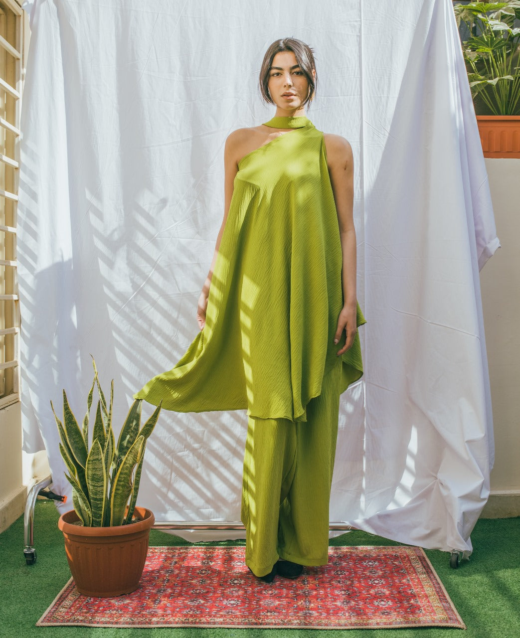 Layal Matching Set With Neck - Lime