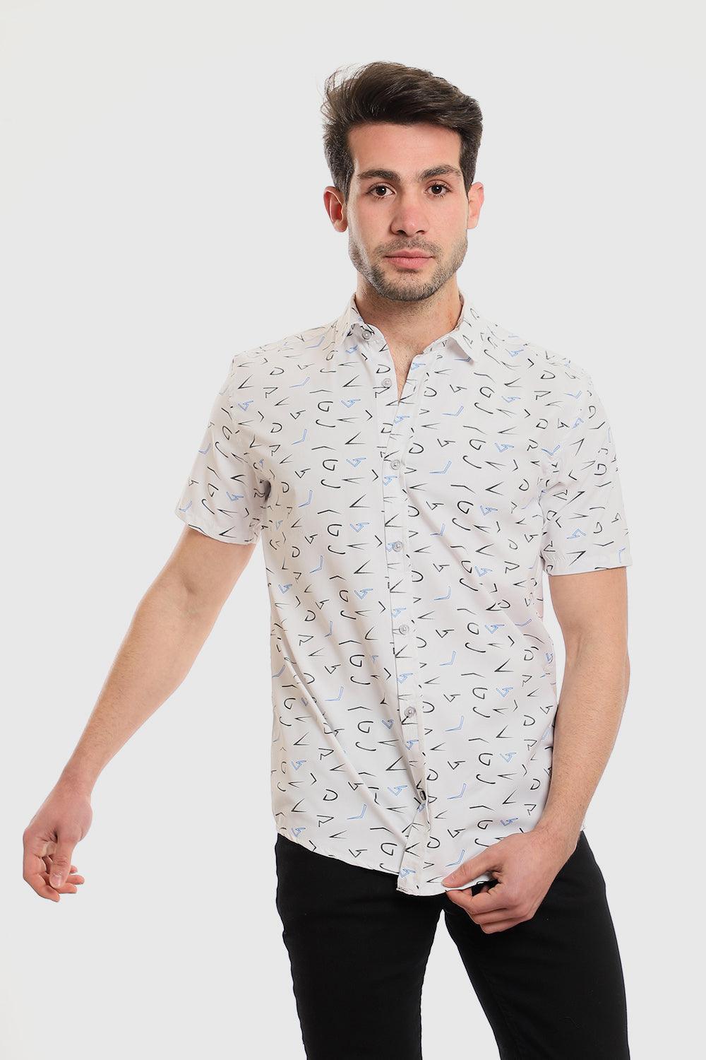 Summer Patterned Shirt With Short Sleeves