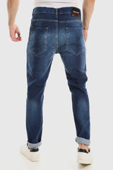 White Rabbit Stylish Ripped Wash Out Casual Jeans -Dark Blue