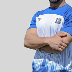 viga white and royal blue soccer jersey ( add your name )