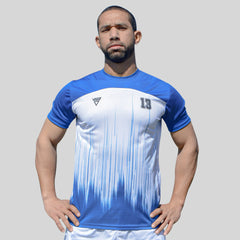 viga white and royal blue soccer jersey ( add your name )