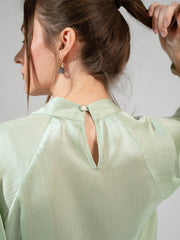 Light green keyhole neckline blouse