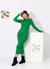 Slinky High Neck Midi Dress