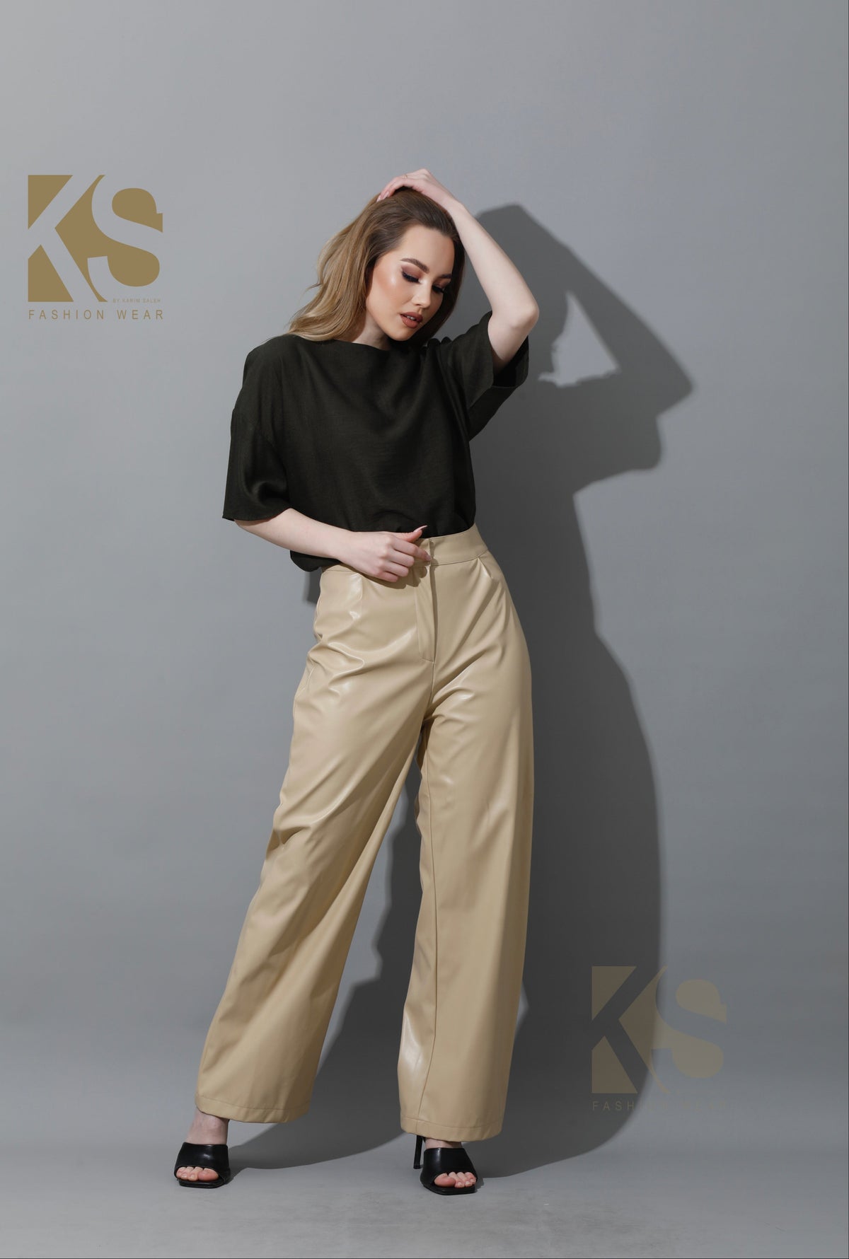 Leather Wide Leg Trousers