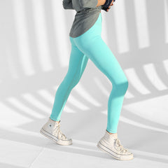 Plain Sportive Stretch Leggings-Mint Green