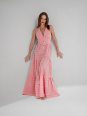 Camille halter neck maxi dress - Pink