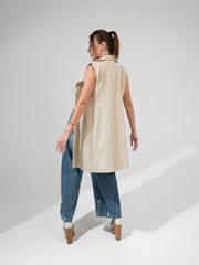 Striped metallic linen - Long Vest