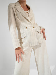 Linen suit striped blazer