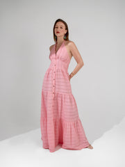 Camille halter neck maxi dress - Pink