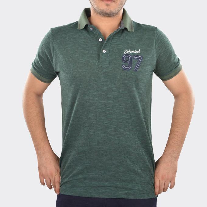 Side Wind Cotton Polo shirt - Heather Green