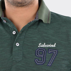 Side Wind Cotton Polo shirt - Heather Green