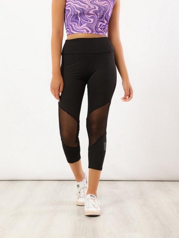 Black high waisted capri mesh leggings