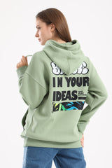 Believe in your ideas oversized hoodie in mint green