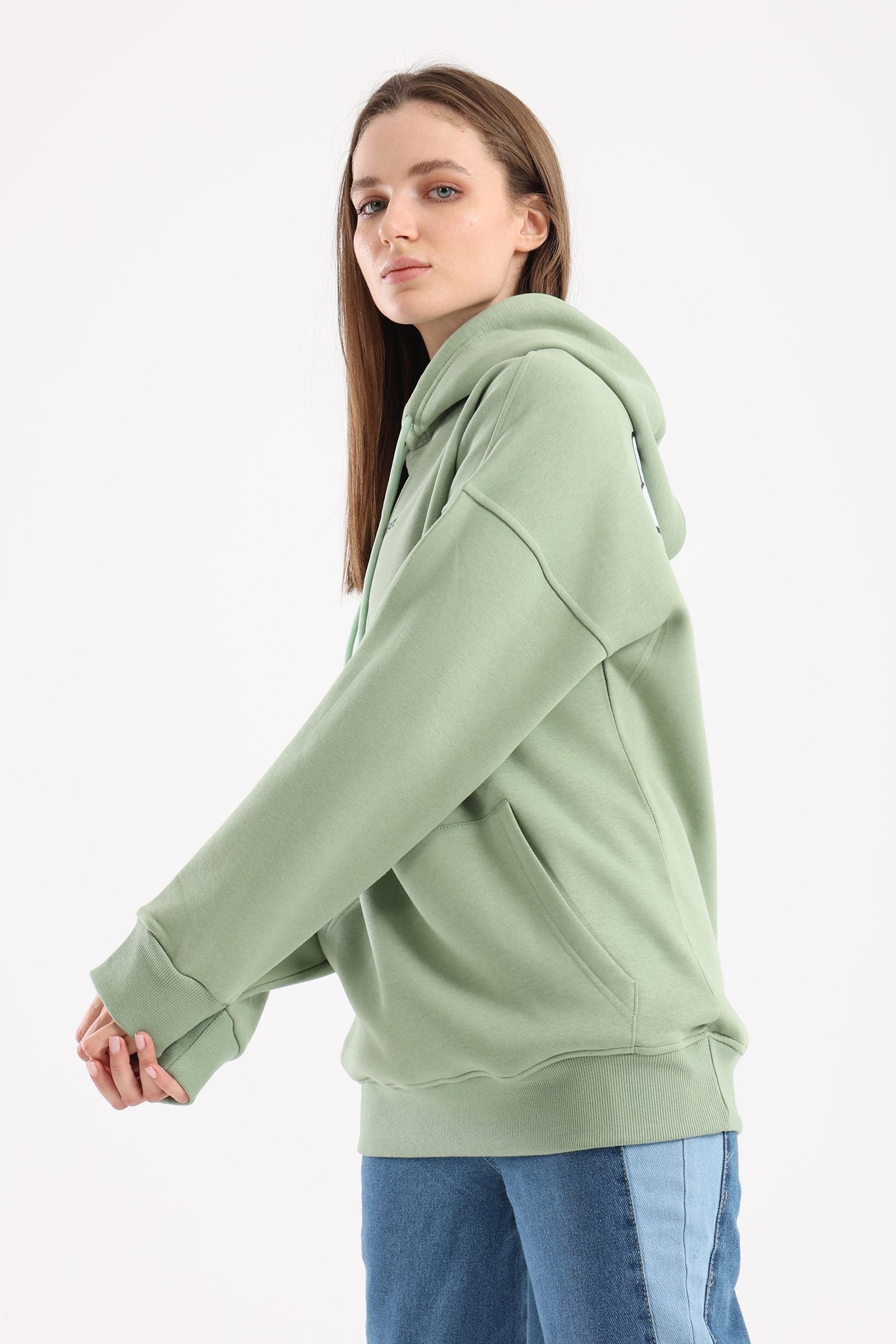 Believe in your ideas oversized hoodie in mint green