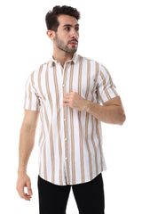 Striped Pattern Short Sleeves Shirt