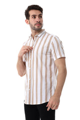 Striped Pattern Short Sleeves Shirt