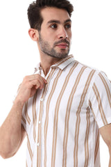 Striped Pattern Short Sleeves Shirt