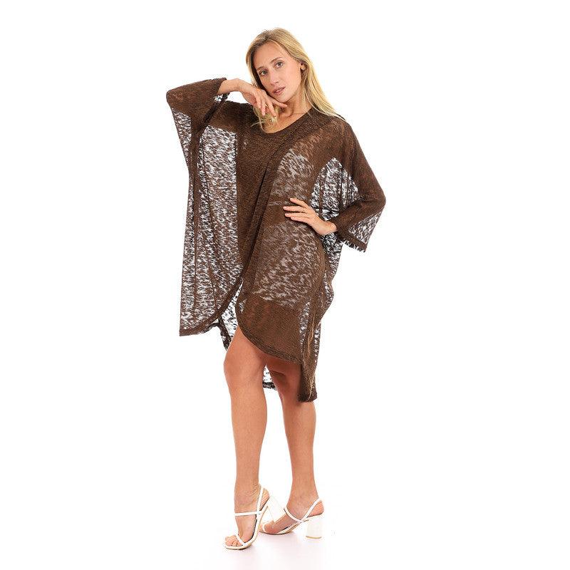 Front Slit Wide Round Neck Cover-up