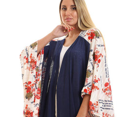 Short Sleeves Slip On Self Printed Kimono