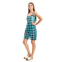 Plaids Sheer Short Cover-Up