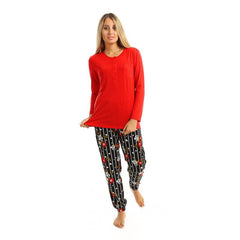 Side Pocket Printed Pants Long Sleeves Pajama