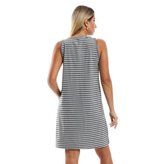 Slip-On Striped Sleepshirt With Side Patch Pocket