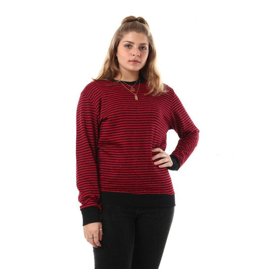 Unisex Thin Stripes Round Sweatshirt