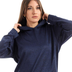 Kangaroo Pocket Plain Long Hoodie