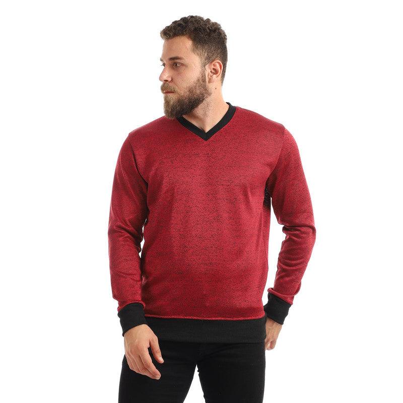 Knitted V-neck Slip On Sweatshirt