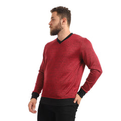 Knitted V-neck Slip On Sweatshirt