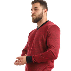 Knitted V-neck Slip On Sweatshirt