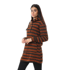 Wild Striped Velvet Long Hoodie