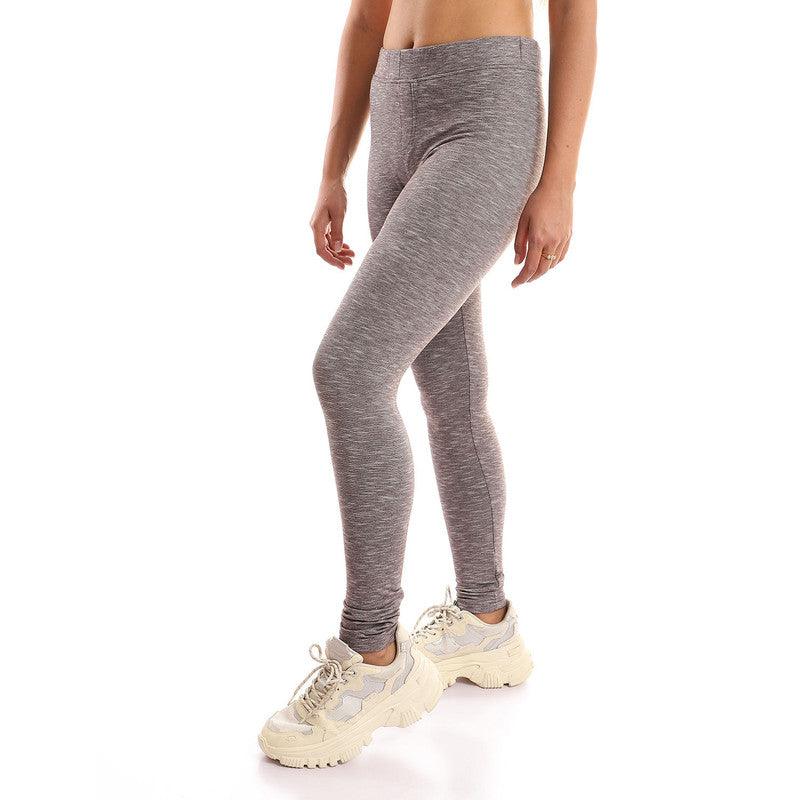 Heather Dark Grey Elastic Waist Cotton Leggings