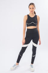 Black piping color block leggings