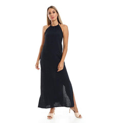 Side Slits Backless Halter Neck Cover Up Dress