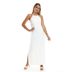 Side Slits Backless Halter Neck Cover Up Dress